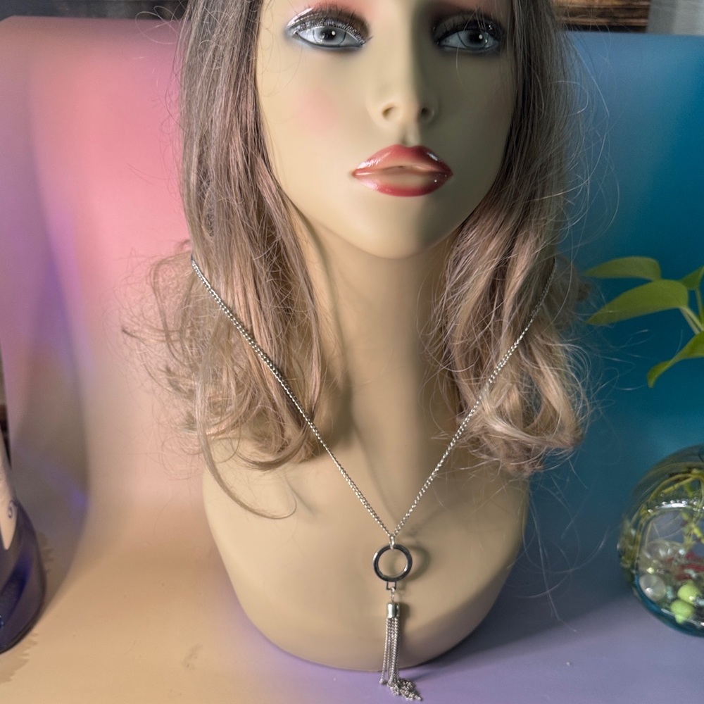 Elegant Silver Necklace with Tassel Pendant